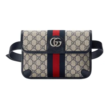 GUCCI Ophidia Canvas With Leather Trim Shoulder Bag Crossbody Bag Fanny Pack Regular Men's Blue/Beige