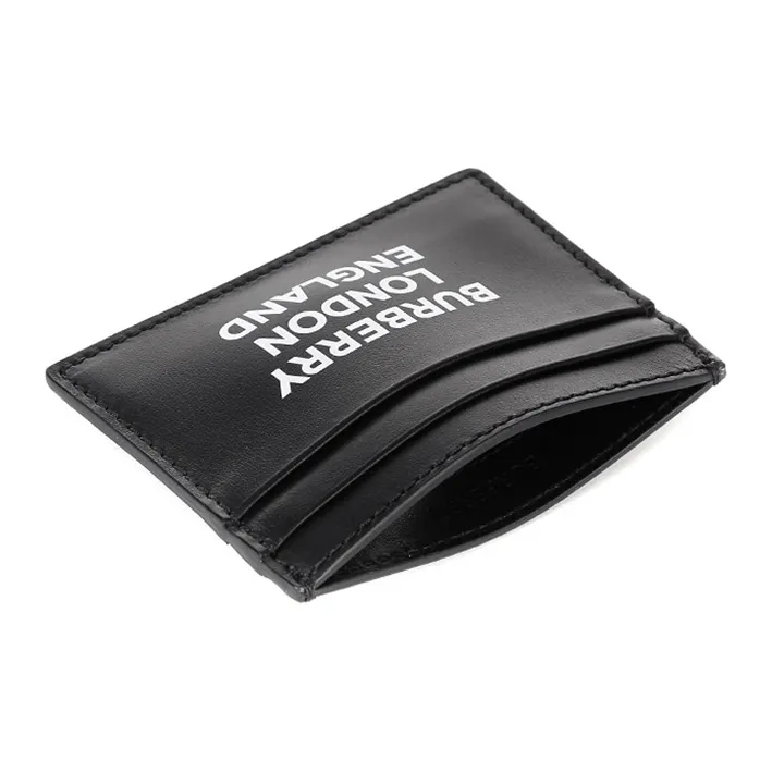 Burberry Cow Leather Wallets Card Holders Men's Black-5