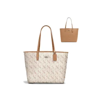 COACH City PVC Patchwork Canvas Bag Tote Bag Shopping Bag Handbag Shoulder Bag Women's Beige Brown
