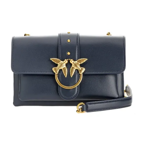 PINKO SIMPLYPINKO SOFT Leather Swift Bag Envelope Bag Shoulder Bag Crossbody Bag Small Size Women's Dark Blue