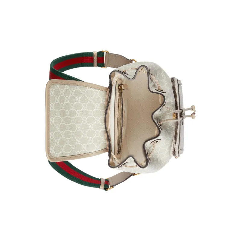 GUCCI GG Leather Backpack Unisex White/Beige-5