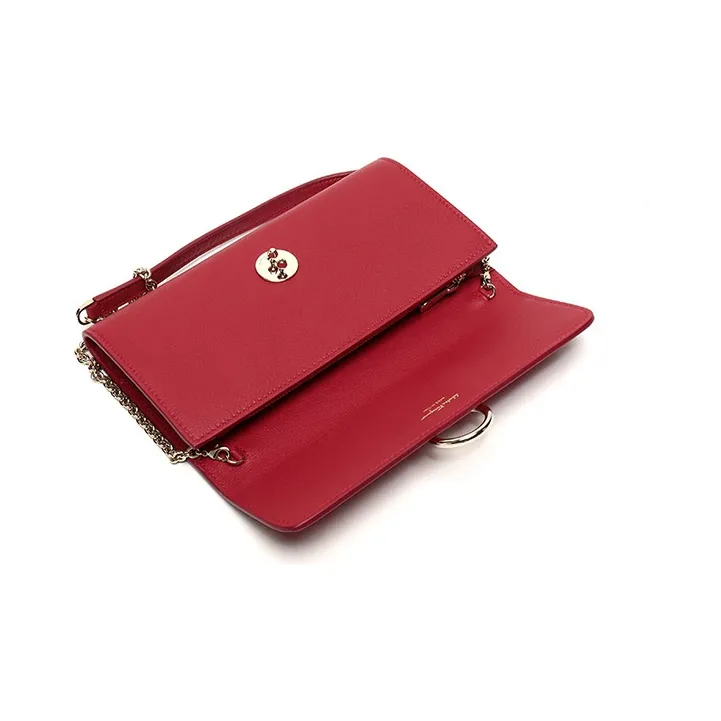 FERRAGAMO Cow Leather Crossbody Bag, Clutch, Shoulder Bag Women's Red-5