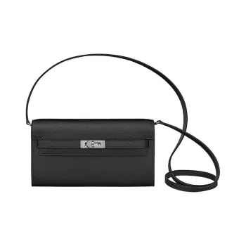 HERMES Kelly To Go Epsom Leather Wallets Handheld Shoulder Bag Crossbody Bag Women's Noir Black