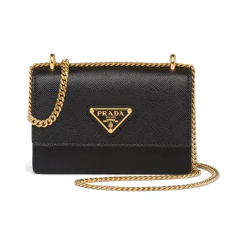 PRADA Leather Card Holder Mini Women's Black