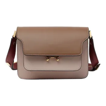 MARNI Trunk Cow Leather Trunk Bag Shoulder Bag Women's Beige White Pink Patchwork