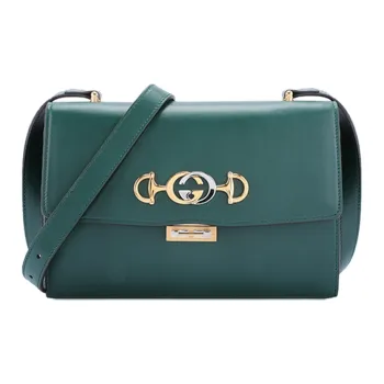 GUCCI Zumi Smooth Leather Crossbody Bag Shoulder Bag Women's Green