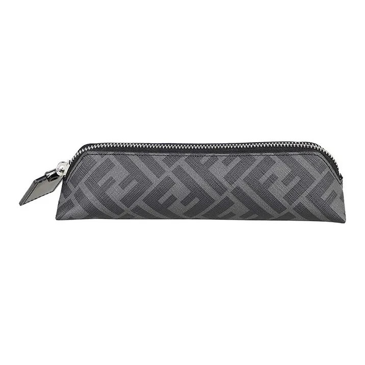 FENDI Coated Canvas With Leather Pen Pouch Stationery Storage Bag Clutch Men's Black Gray Color-1