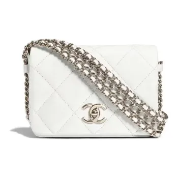 CHANEL 22SS Lambskin Flap Bag, Shoulder Bag, Crossbody Bag Mini Women's White
