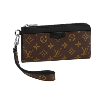 LOUIS VUITTON Zippy Coated Canvas Wallets Handbags Clutches Regular Men's Brown/Black