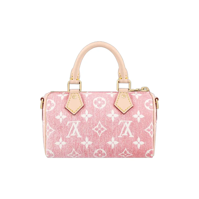 LOUIS VUITTON Nano Speedy Denim Jacquard Pink-4