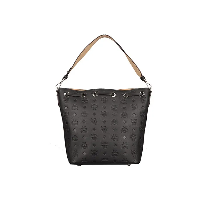 MCM Essential Visetos Origina Artificial Leather Bucket Bag, Shoulder Bag, Crossbody Bag Women's Black-1