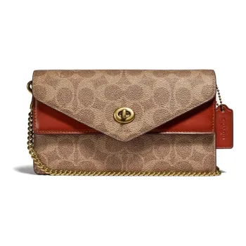 COACH Canvas Shoulder Bag Crossbody Bag Small Size Women's Brown & Red