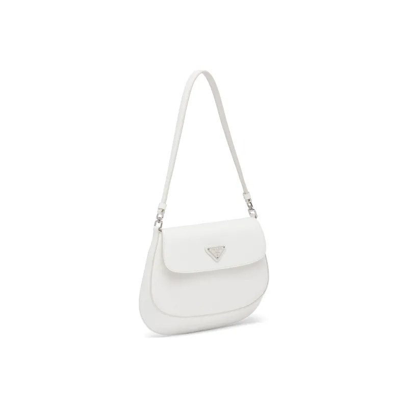 PRADA Cleo Leather Shoulder Bag Small Size Women's White-1