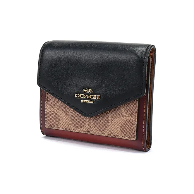 COACH Canvas Wallet Women's Tan & Black-1