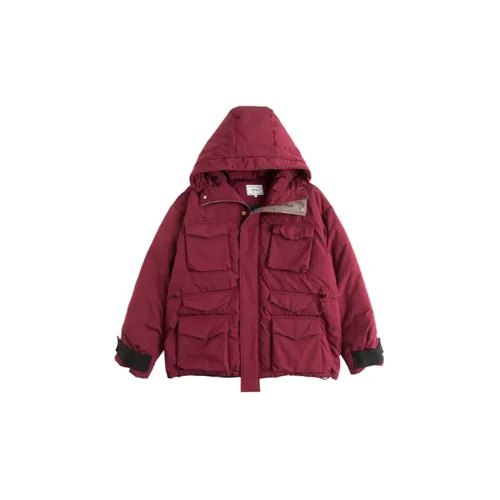 YOSHIYOYI Puffer Jackets Unisex Burgundy