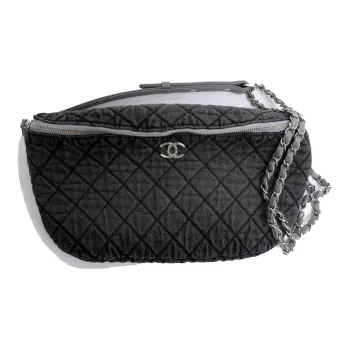 CHANEL Denim Fanny Pack Women's Dark Gray