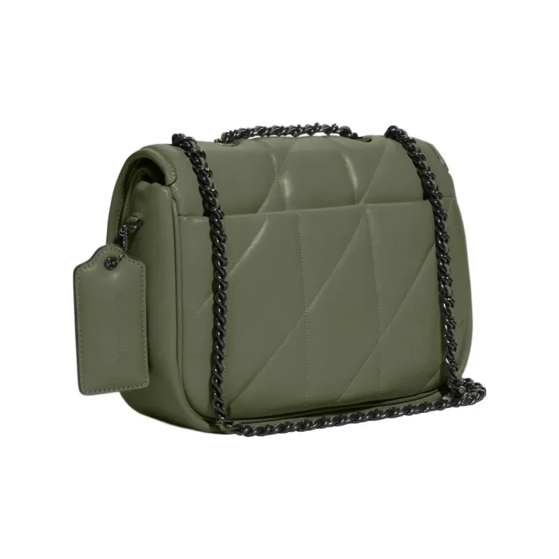COACH Pillow Nappa Leather Shoulder Bag Crossbody Bag Medium Size Women's Army Green-1