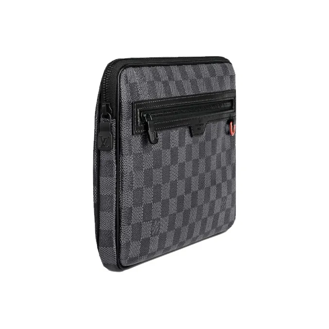 LOUIS VUITTON Canvas With Leather Wrist Bag Clutch Regular Men's Black-1