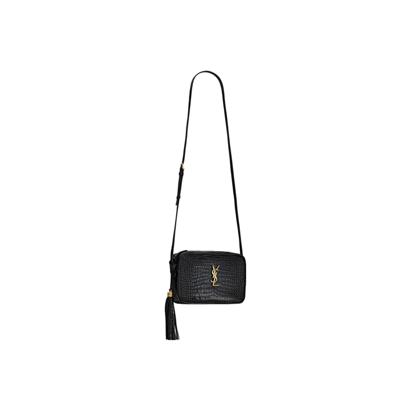 SAINT LAURENT LOU Leather Crossbody Bag Shoulder Bag Women's Black-2