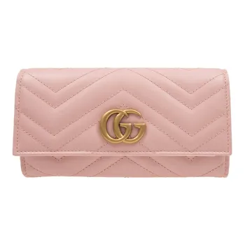 GUCCI GG Marmont Quilting Leather Wallet Women's Pink