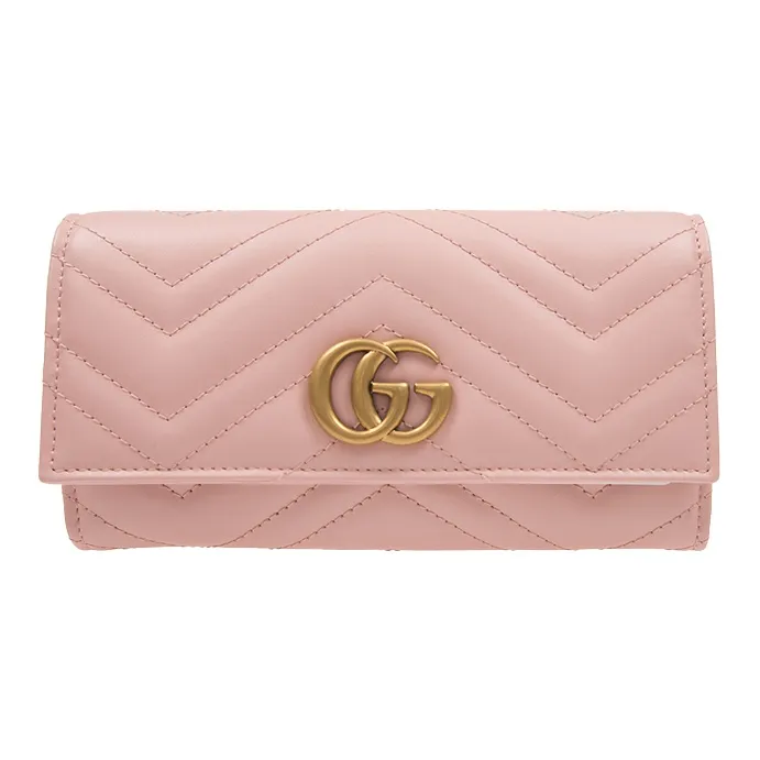GUCCI GG Marmont Quilting Leather Wallet Women's Pink-0