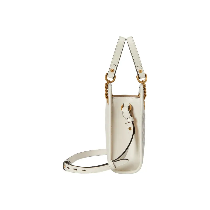 GUCCI Marmont Leather Tote Bag Shopping Bag Handbag Shoulder Bag Crossbody Bag Mini Women's White-3