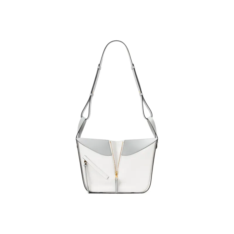 LOEWE Hammock Cow Leather Bucket Bags Shoulder Bag Crossbody Bag Handbag Small Size Women's Marble Gray/Soft White-4