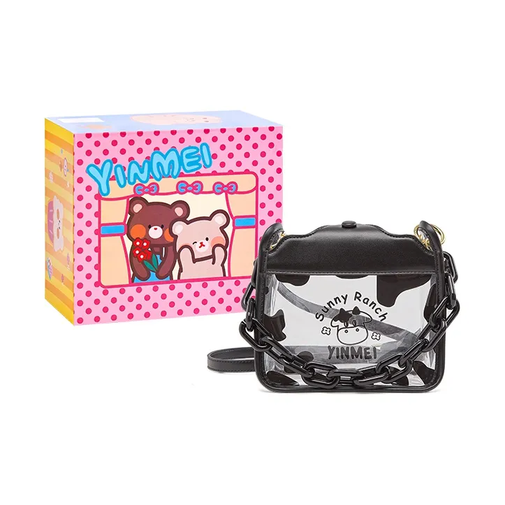 Sound For Life PVC Jelly Bag Crossbody Bag Small Square Bag Women's Ecru Black-0