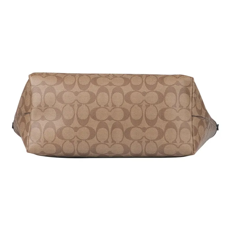 COACH City Zip Tote Artificial Leather Shoulder Bag Women's Khaki Light Blue-3