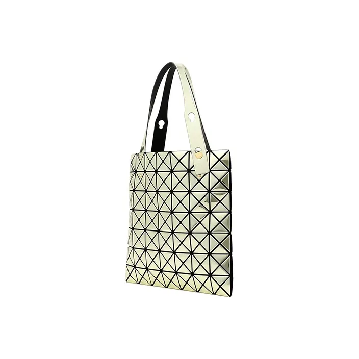 ISSEY MIYAKE Platinum Polyurethane Tote Bag, Shopping Bag, Shoulder Bag, Crossbody Bag Women's Gold-1