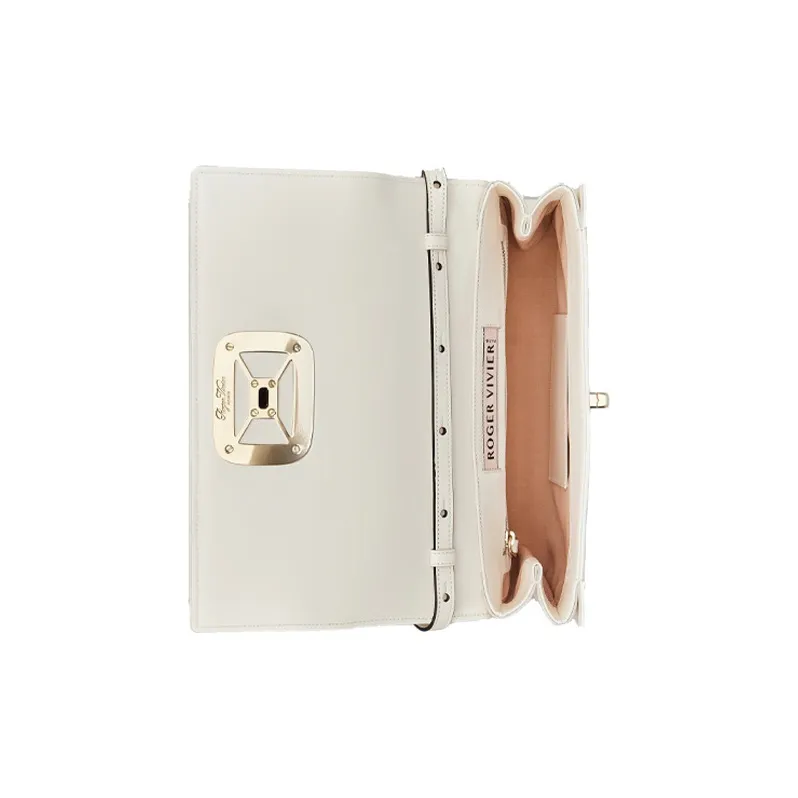 Roger Vivier Leather Crossbody Bag Shoulder Bag Women's White-4