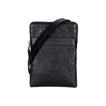 FERRAGAMO GANCINI Leather Crossbody Bag Men's Black