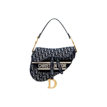 DIOR Saddle Velvet Saddle Bag Handbag Shoulder Bag Regular Women's Blue