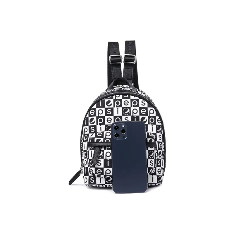Pepsi Polyester Cotton Blend Backpack Regular Women's Black White-4