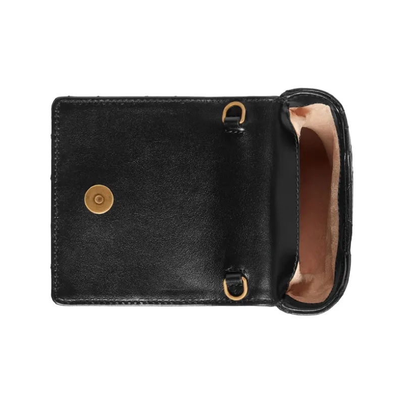 GUCCI Marmont Quilted Leather Shoulder Bag, Handbag, Cell Phone Pouch Women's Black-5