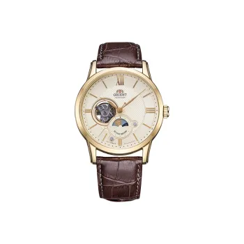 ORIENT Master Collection Mechanical Movement Cow Leather Strap Watch Men's Watches Gold Dial RA AS0004S00