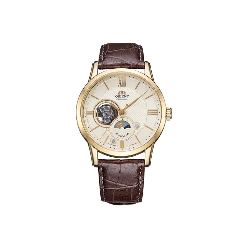 ORIENT Master Collection Mechanical Movement Cow Leather Strap Watch Men's Watches Gold Dial RA AS0004S00-0