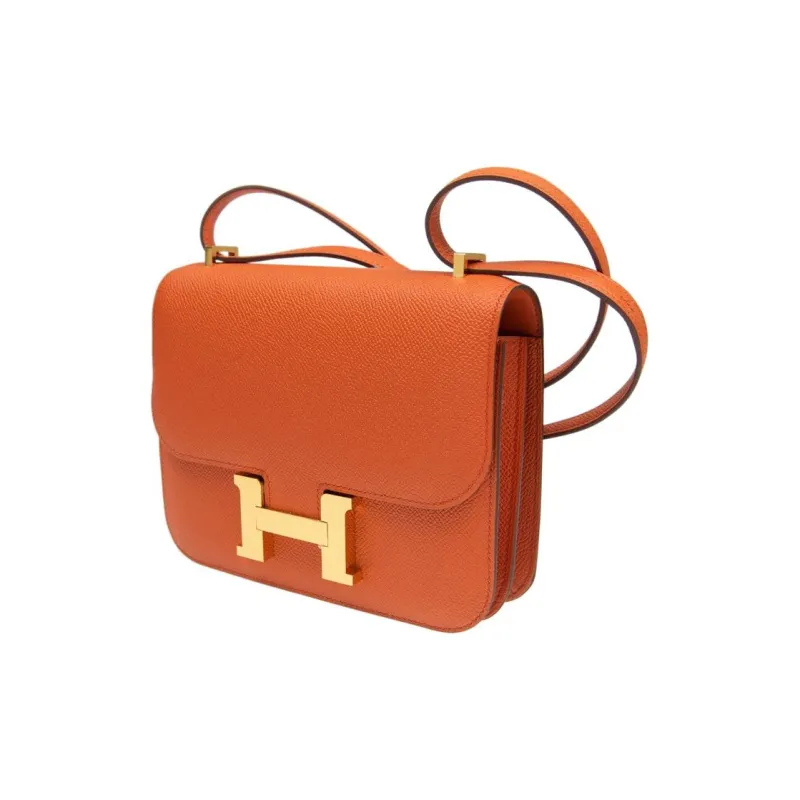 HERMES Constance Epsom Leather Shoulder Bag Crossbody Bag Mini Women's R1 Terre Battue Red Clay-1