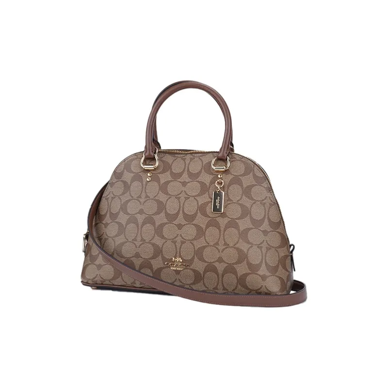 COACH Katy Leather Dome Bag Shoulder Bag Crossbody Bag Handbag Large Size Women's Brown-1