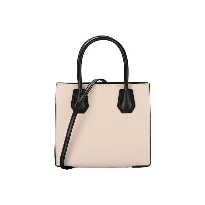 MICHAEL KORS Mercer Cow Leather Trunk Bag, Shoulder Bag, Crossbody Bag, Handbag Women's Black White Multicolor-5