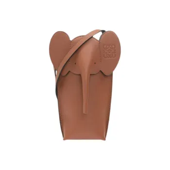 LOEWE Elephant Pocket Classic Calfskin Crossbody Bags Cell Phone Pouch Regular Women's Brown