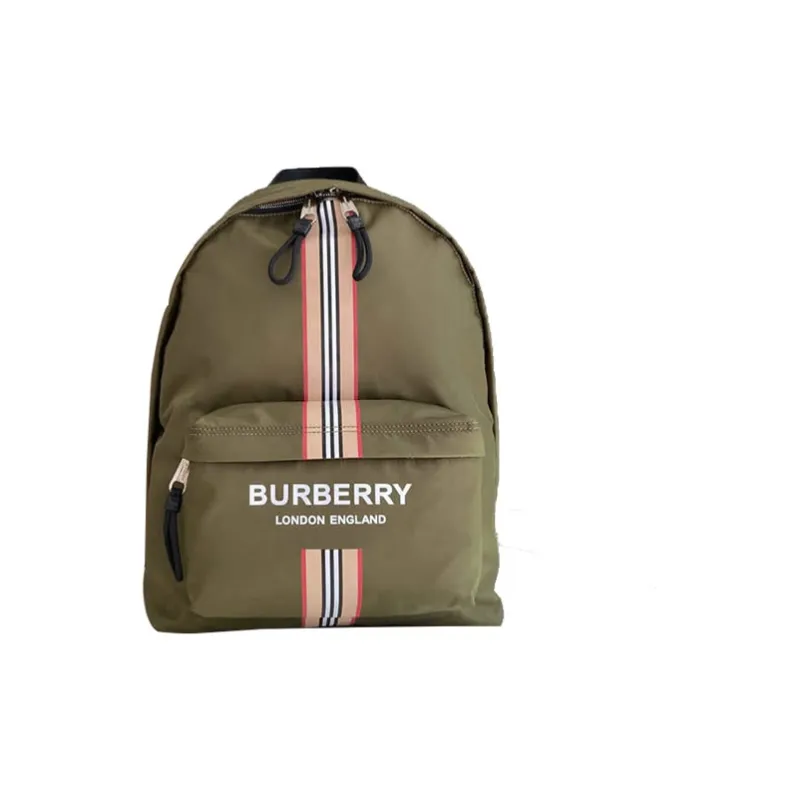 Burberry Logo And Icon Stripe Backpack Green/Beige-1