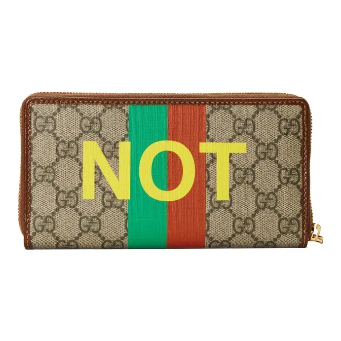 GUCCI Canvas With Leather Wallet Unisex Brown-3