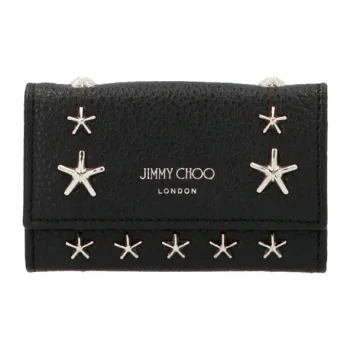 Jimmy Choo Cow Leather Key Pouch Wallets Unisex Black