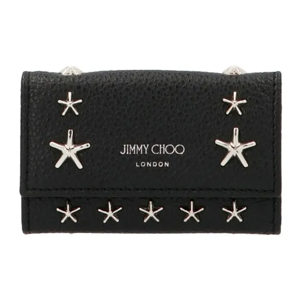 Jimmy Choo Cow Leather Key Pouch Wallets Unisex Black-0