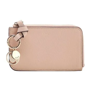 Chloe Cow Leather Money Wallet Coin Purse Women's Pink