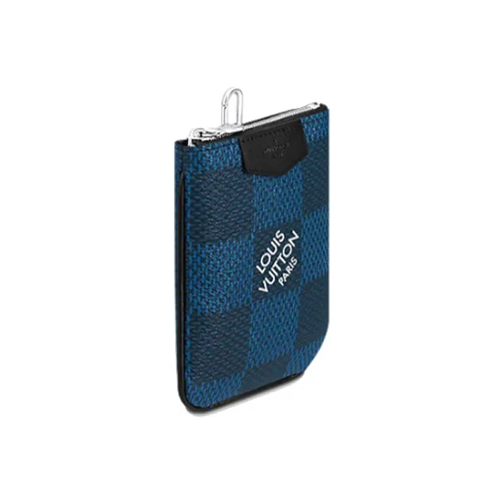 LOUIS VUITTON Canvas With Leather Handbag Cell Phone Pouch Men's Blue-4