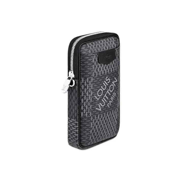LOUIS VUITTON Canvas With Leather Handbag Cell Phone Pouch Men's Blue-3