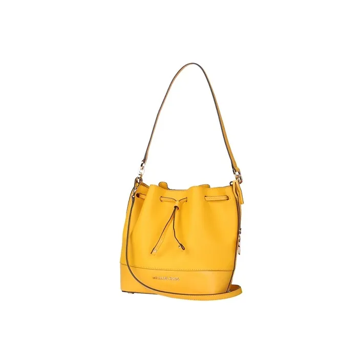 MICHAEL KORS Trista Cow Leather Bucket Bags Handbag Crossbody Bag Medium Size Women's Yellow-0