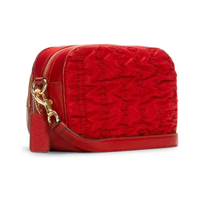 COACH Court Leather With Nylon Shoulder Bag Crossbody Bag Small Size Women's Red-1
